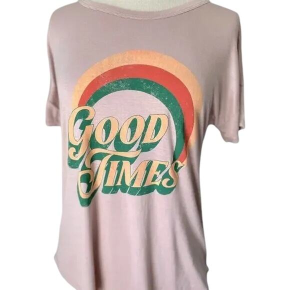 Rainbow Top With Good Times Graphic Tee Shirt NWOT - Picture 3 of 6